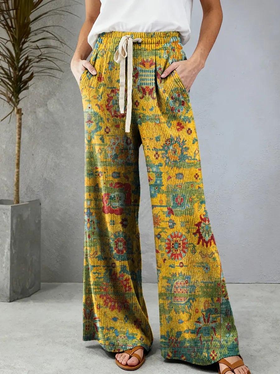 Women's Ethnic Totem Art Print Comfortable Drawstring Knit Trousers Comfortable Drawstring Knit Trousers