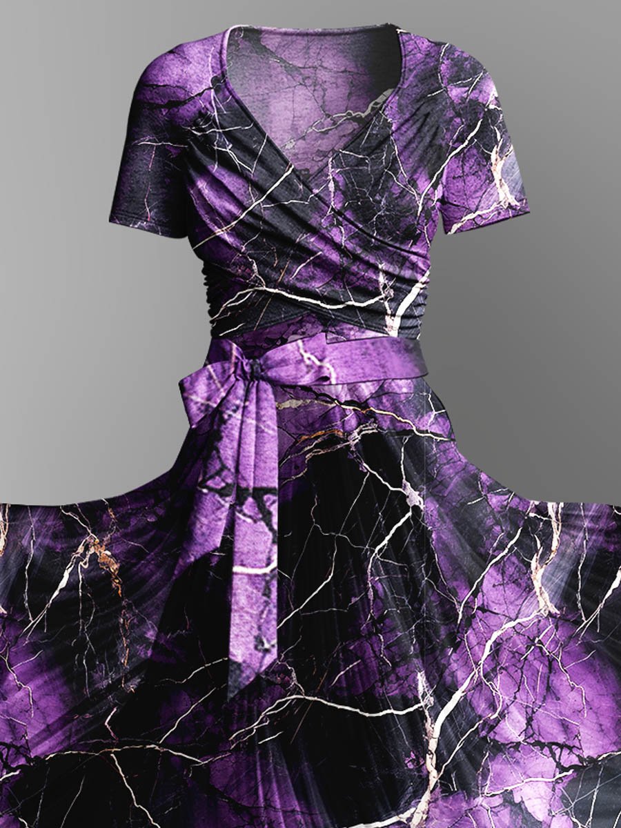 Flowing Watercolor Gradient Fluid Art Print Dress