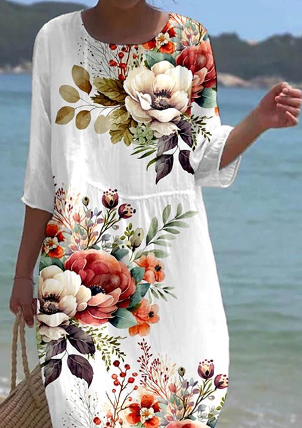 Women's Short Sleeve Floral Pattern Resort Dress