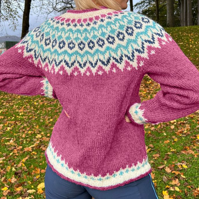 Fairman Island Colorful Pattern Crew Neck Sweater