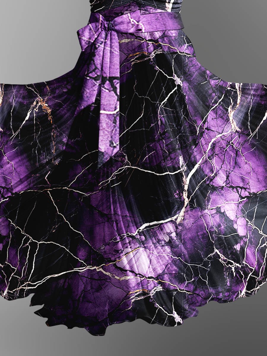 Flowing Watercolor Gradient Fluid Art Print Dress