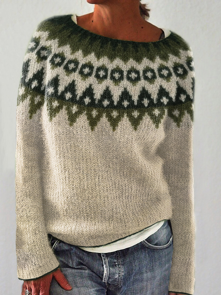 Jacquard Cozy Knit Icelandic Sweater
