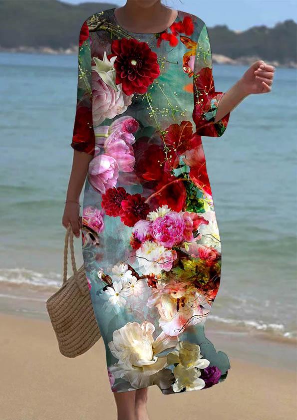 Women's Floral Print Vintage Dress