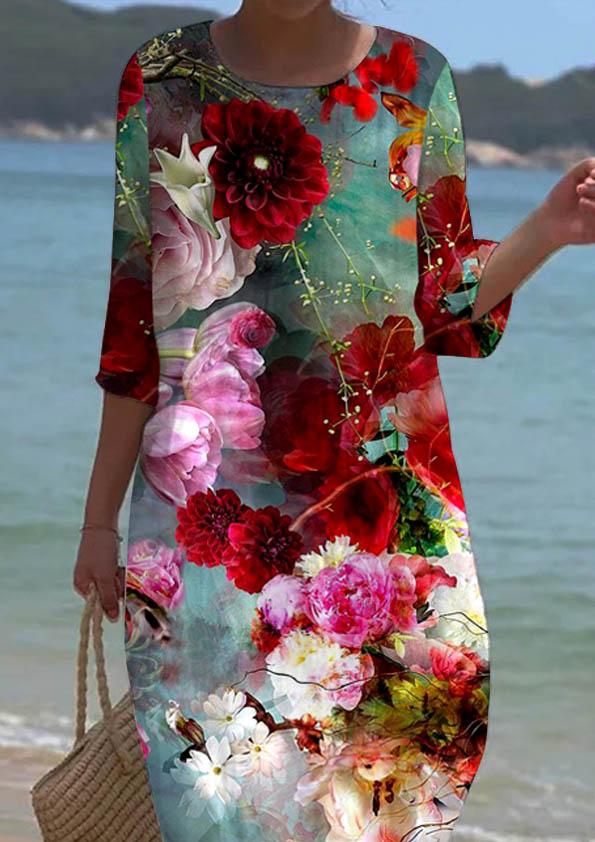 Women's Floral Print Vintage Dress