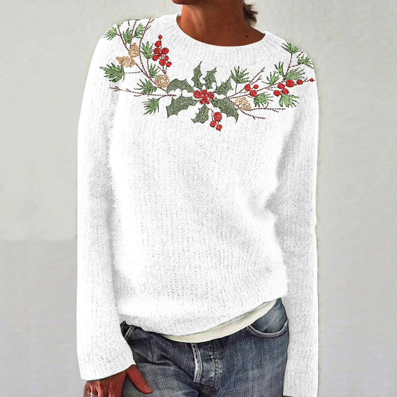 Christmas Wreath Knitted Jacquard Sweater