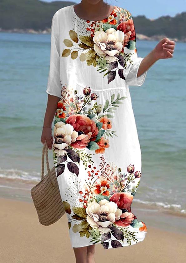 Women's Short Sleeve Floral Pattern Resort Dress
