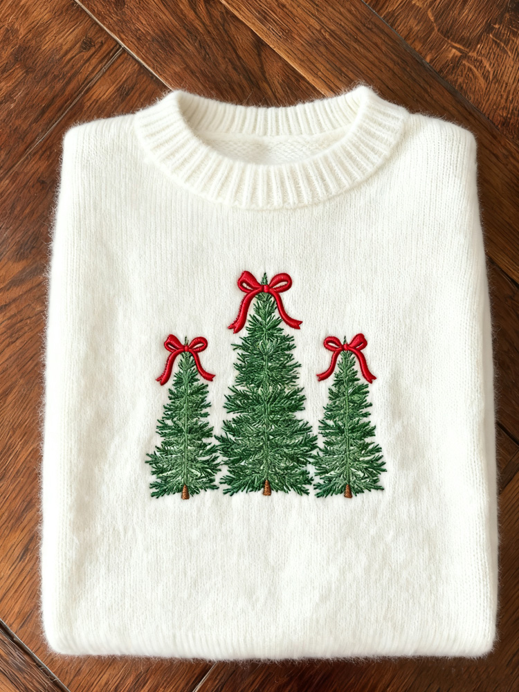 Women's Christmas Art Print Casual Sweater