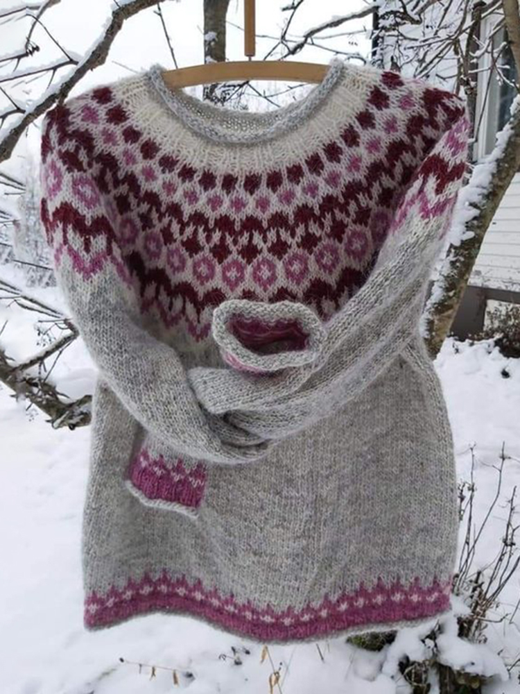 Vintage Icelandic Geometric Cozy Sweater