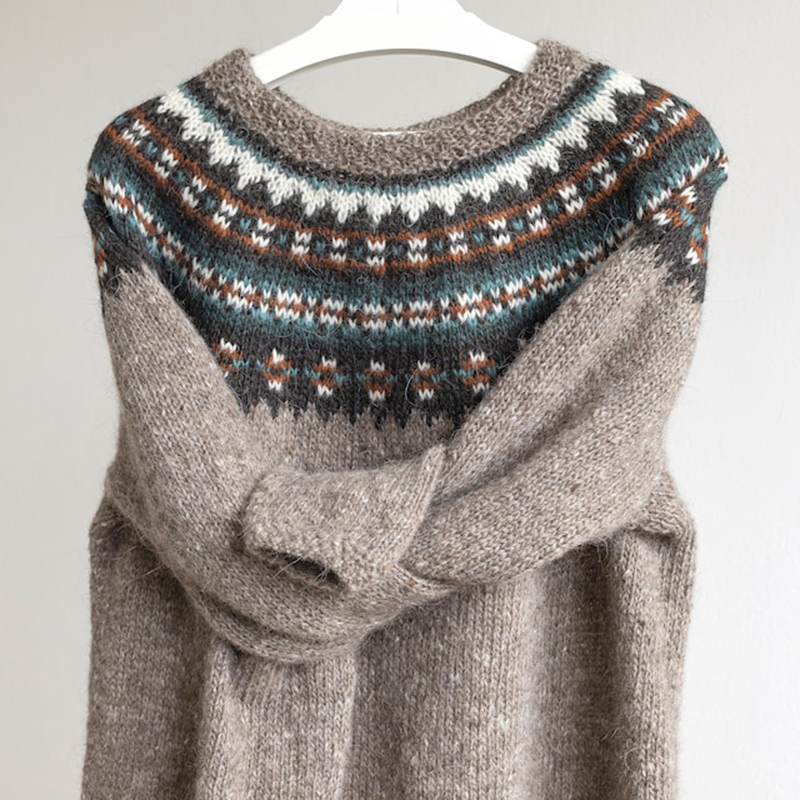 Vintage Knitted Jacquard Iceland Cozy Crew Neck Sweater