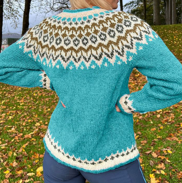 Fairman Island Colorful Pattern Crew Neck Sweater