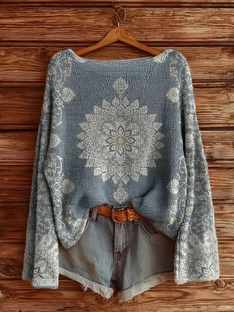 【Next day shipment】Women's Retro Bohemian Flower Sweater