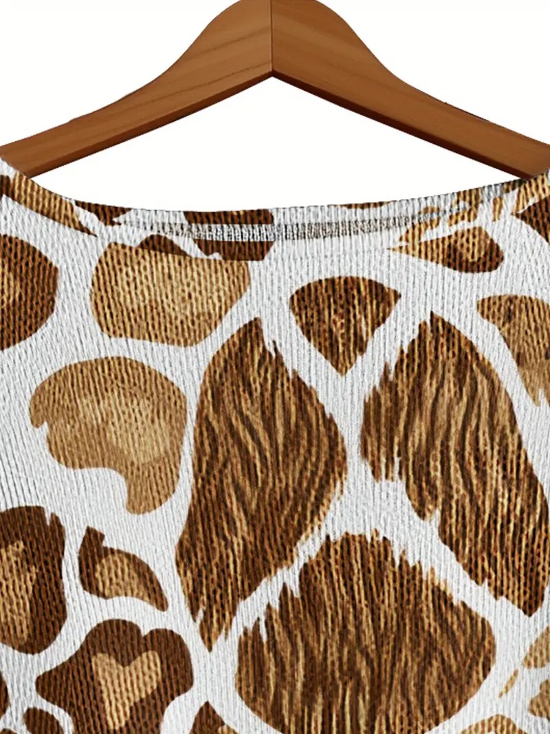 Leopard Floral Knit Sweater – Vintage Casual Autumn/Winter Style