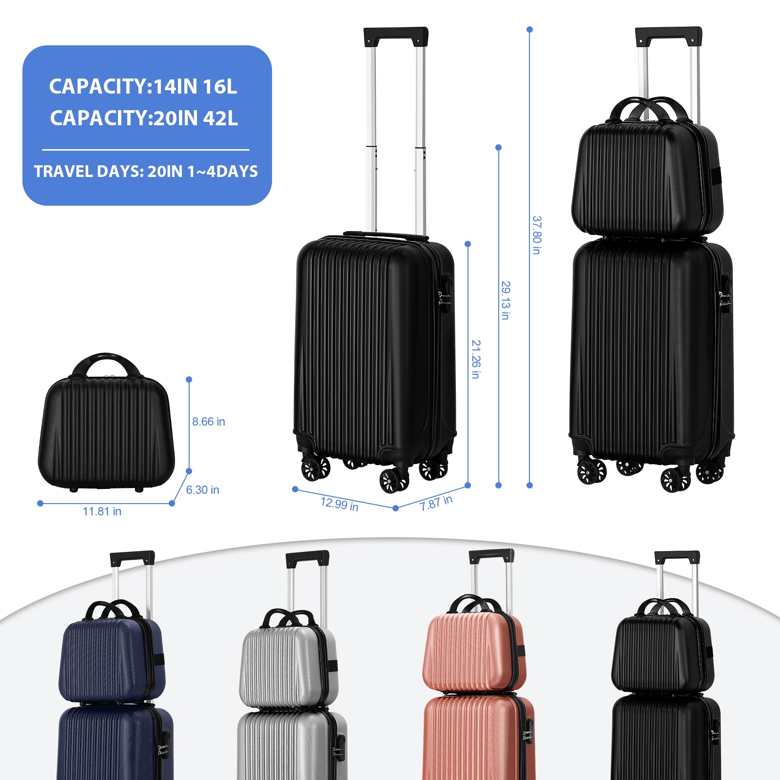Essential 2 Piece Carry On Set (20in + 14in) – Hikolayae