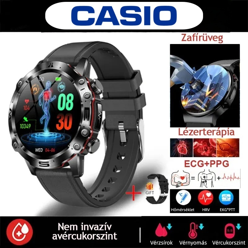 AI ORVOSI DIAGNOSZTIKÁS OKOSÓRA - 2025 ÚJ VÉRLIPIDEK, HÚGYSAV, VÉRGLUKOZ SZINT - EKG+PPG FITNESZKÖVETŐ