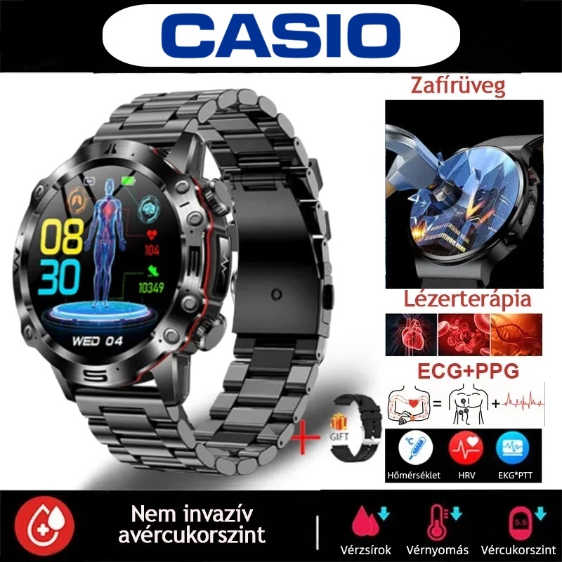 AI ORVOSI DIAGNOSZTIKÁS OKOSÓRA - 2025 ÚJ VÉRLIPIDEK, HÚGYSAV, VÉRGLUKOZ SZINT - EKG+PPG FITNESZKÖVETŐ