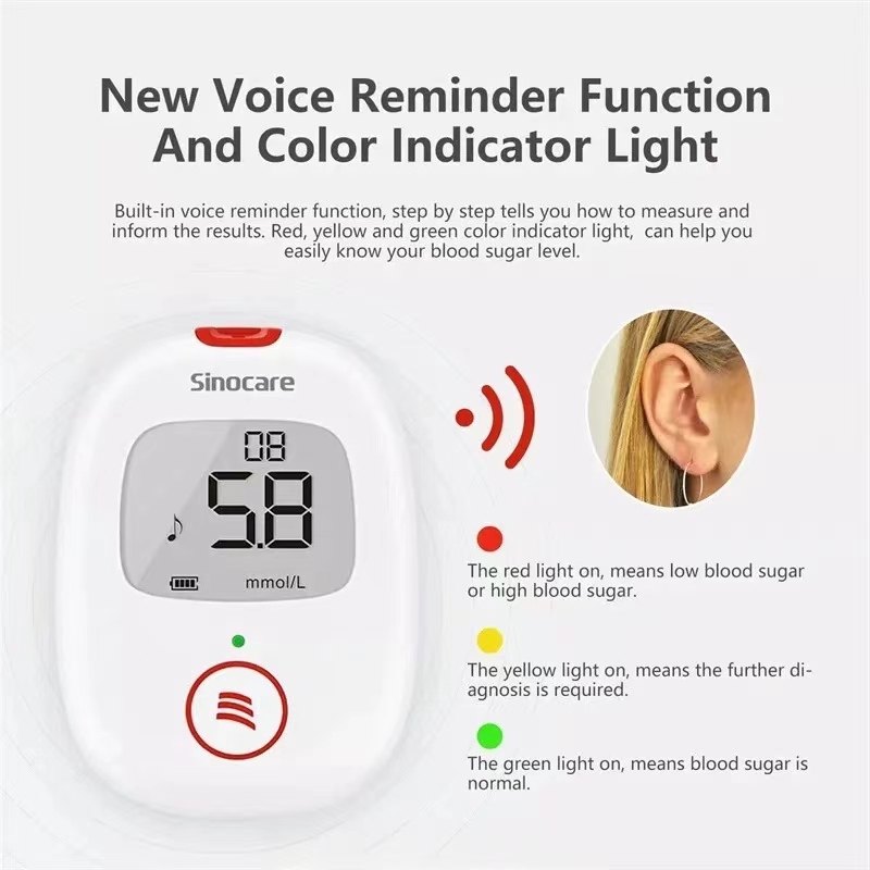 Hlasový glukometr Sinocare Safe AQ Voice, vysoce přesný glukometr