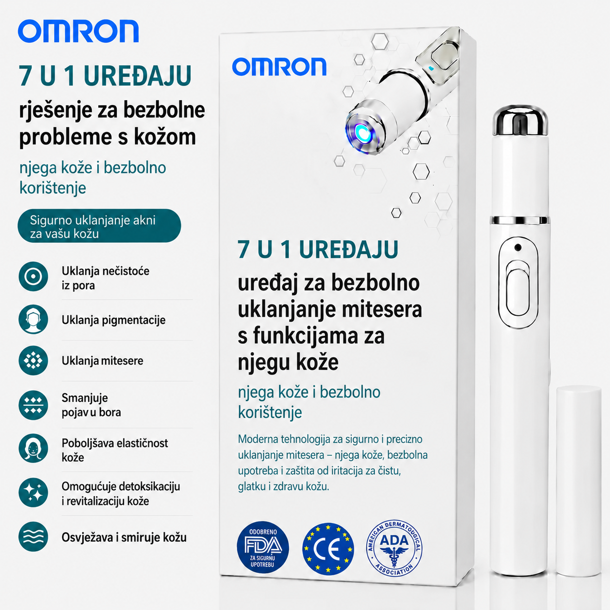 Omron™ višenamjenska olovka za uklanjanje madeža za cijelo tijelo – najnoviji model 2026. Bezbolesno, neinvazivno rješenje za njegu kože. Omogućuje brzo uklanjanje madeža iz udobnosti doma, bez ožiljaka. Proizvedeno u SAD‑u.