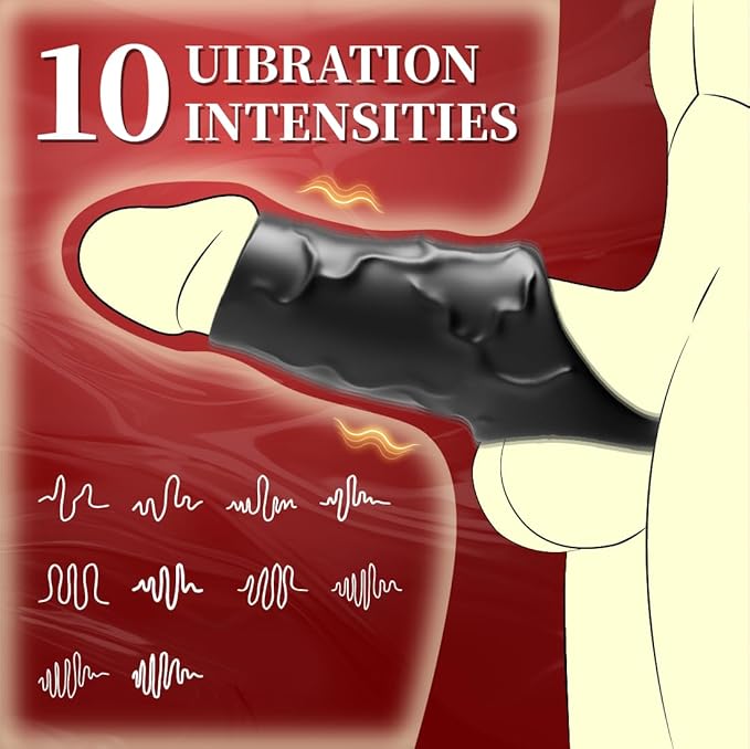 Vibrating Penis Sleeve Penis Ring, Cock Ring Male Sex Toys for Men, 10 Vibration Modes Penis Stimulation Female G-Spot Vibrator, Adult Toys for Men Couples