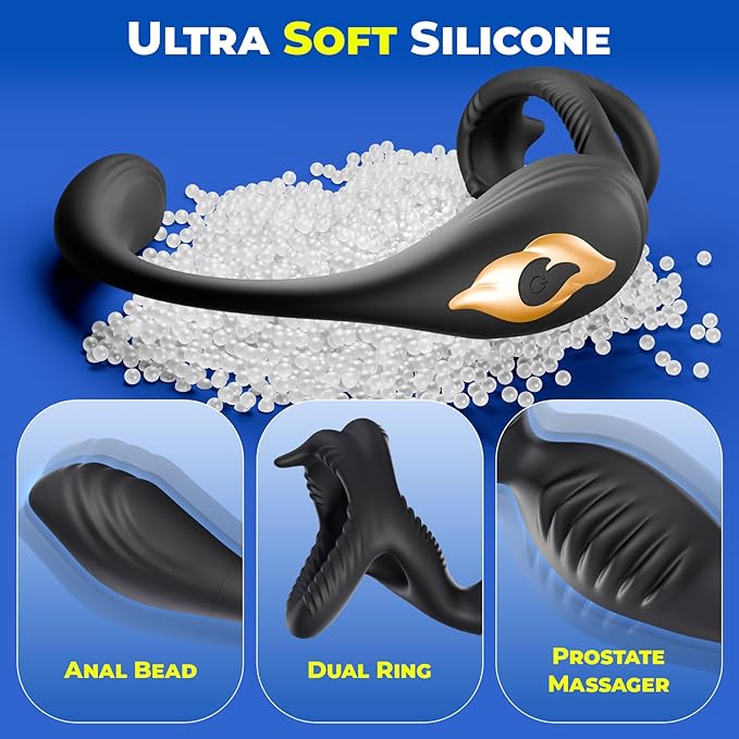 Vibrating Cock Ring Vibrator, 7 Vibration Male Sex Toys for Men Anal Vibrator with Bullet, Prostate Massager Adult Toy, Remote Control Penis Ring Vibrators Couple Sex Toys, Adult Toys for Men