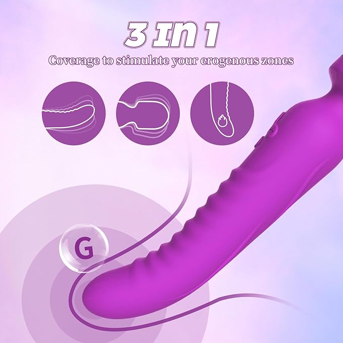 Vibrator Wand - Heating Dildo Wand Massager Stimulator Clitoral, Nipples and G S potwith 7 Vibrating Modes, Adult Sex Toys for Female or Couples, Women Sex Machine(Purple)