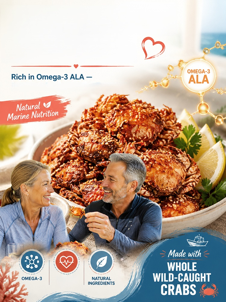 [Freshly Caught Deep-Sea Crab with Plenty of Meat] Spicy  Crispy  Ready-to-Eat Baby Crabs 