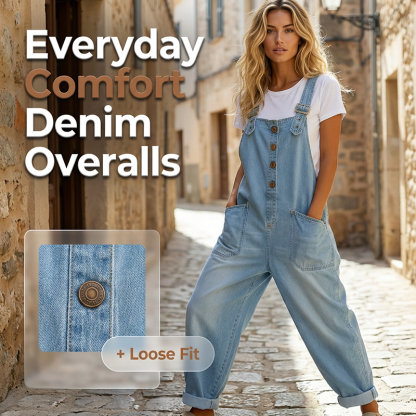 Avslappnad denim overall i vintage-stil – bekväm baggy passform för vardag och fritid