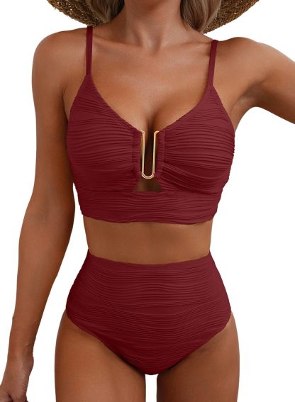 💕 LETZTER TAG AKTION – 50 % RABATT 💕Damen Push-up Bikini mit hohem Bund