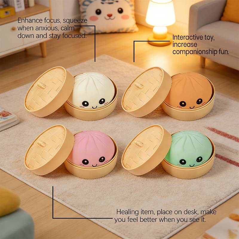 Simulerad Bao Squishy – Stressavlastande Mjukleksak för Kontor och Studier