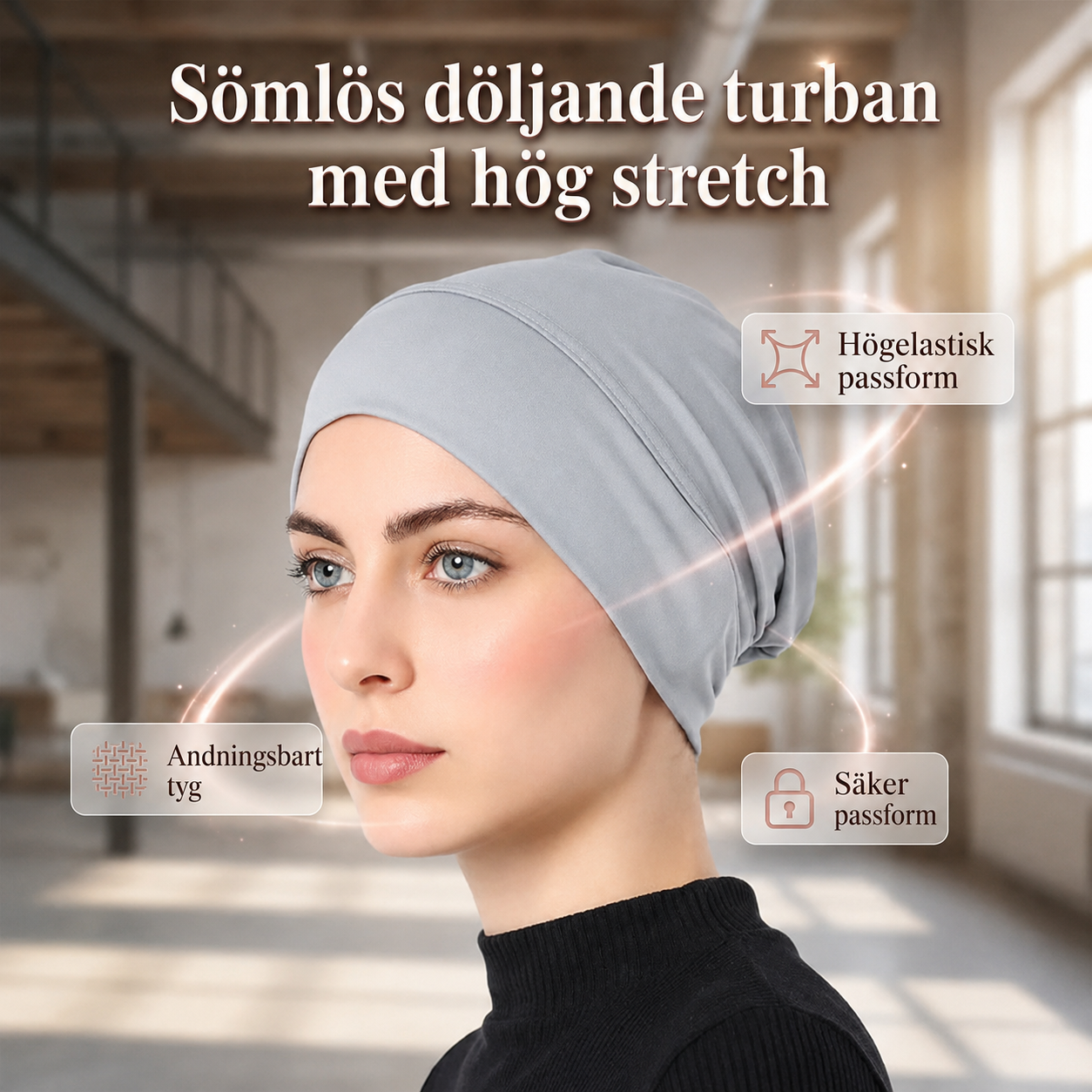 Smart och stretchig under-scarf mössa för en slät och bekväm frisyr hela dagen