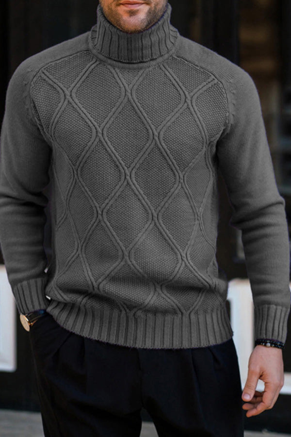turtleneck solid color slim fit knitted pullover