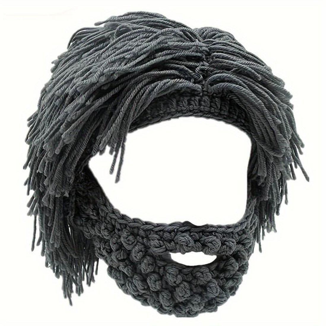 Acrylic Punk Style Beanie with Attached Straight Hair Wig and Knitted 