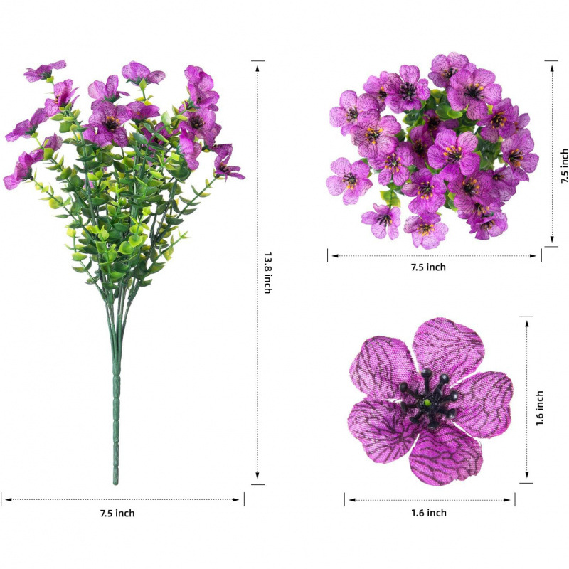 Färgglada UV-resistenta konstgjorda blommor: Konstgjord bukett för hemmafest/trädgårdsdekor