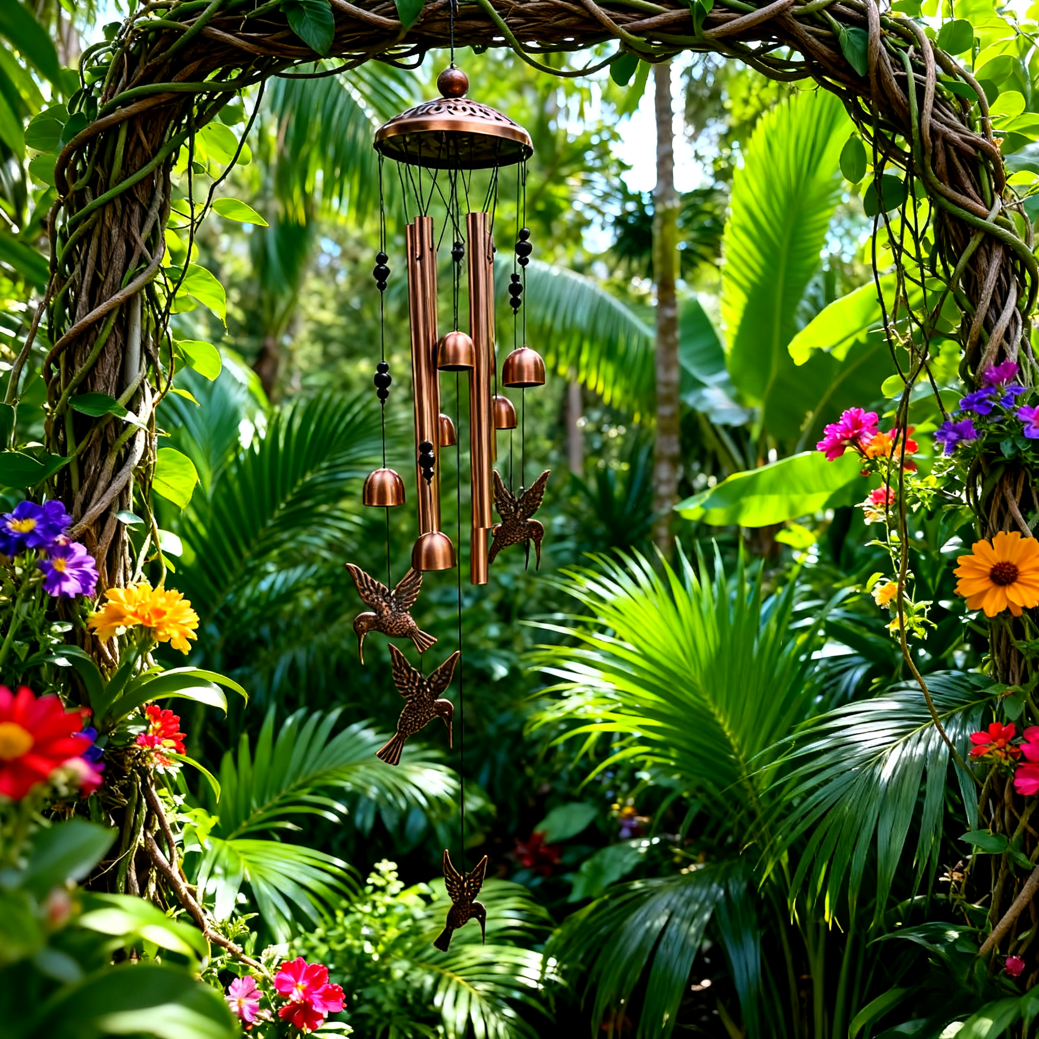Vindspel för kolibrier utomhus - Retro vindspel i aluminium för fåglar🐦