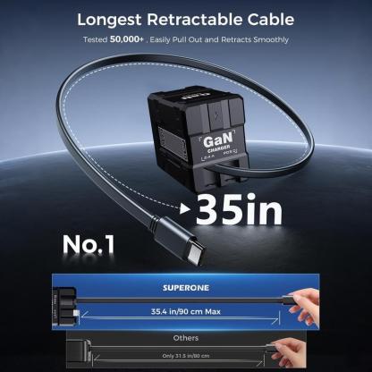 🔥🔥4-i-1 Utdragbar Snabbladdare 120W | USB-C & Lightning | Reseladdare för Alla Enheter