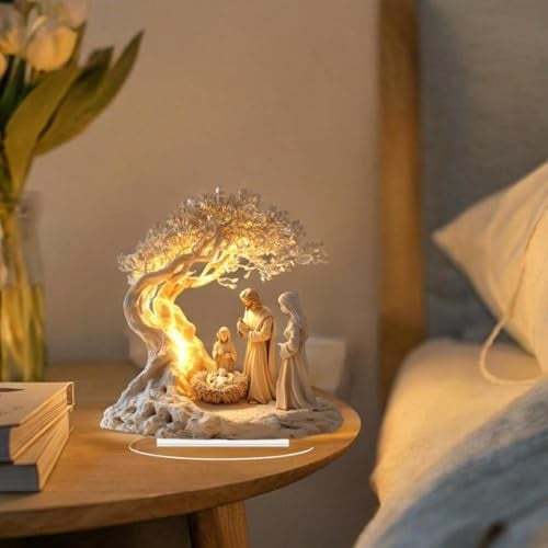 Nativity Jesus Nativity Scene Christmas Centerpiece 7.2x7.9 in with Base Accessories 2D Flat Acrylic