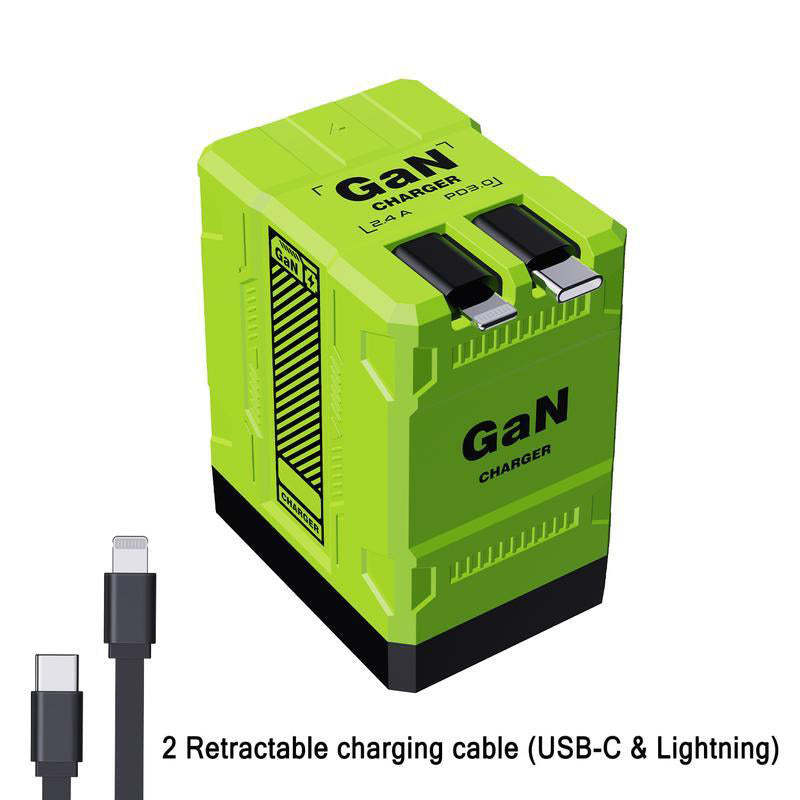 4-in-1 Compatible 120W Fast Charger with Retractable Type-C & Lightning Cable