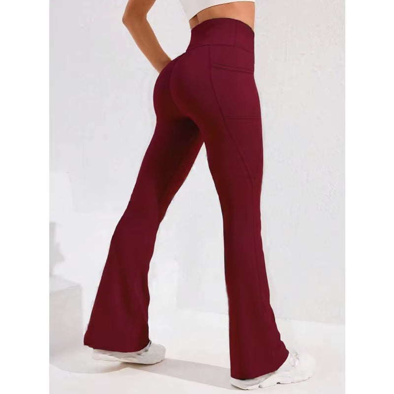 Flared Flattering Fashionable Squatproof Leggings with Pockets