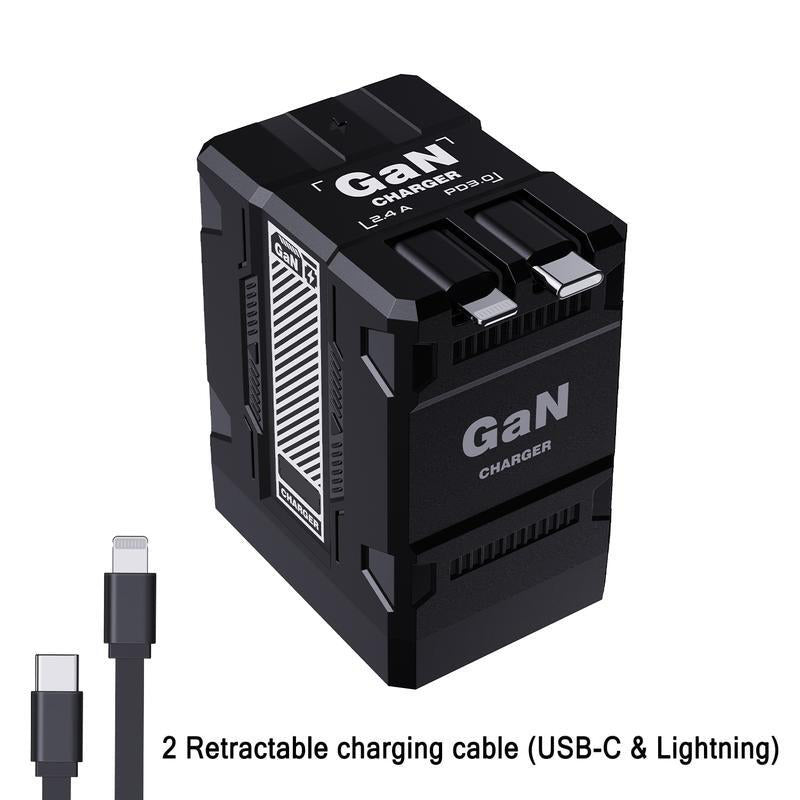 🔥🔥4-i-1 Utdragbar Snabbladdare 120W | USB-C & Lightning | Reseladdare för Alla Enheter