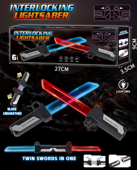 TikTok Popular Double-Edged Telescopic LED Plastic Lightsaber Mini Samurai Sword Role-Playing Weapon High-End Laser Sword Toy