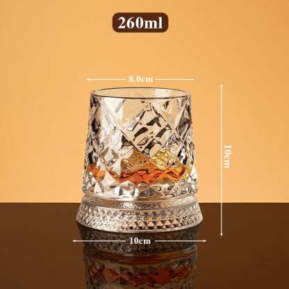 360° Roterande Whiskyglas i Kristall – Elegant Snurrande Glas för Bättre Arom