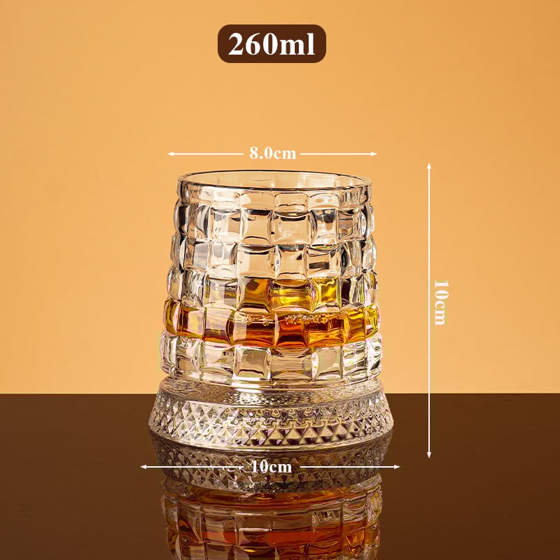 360° Roterande Whiskyglas i Kristall – Elegant Snurrande Glas för Bättre Arom