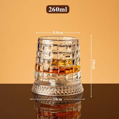 360° Roterande Whiskyglas i Kristall – Elegant Snurrande Glas för Bättre Arom