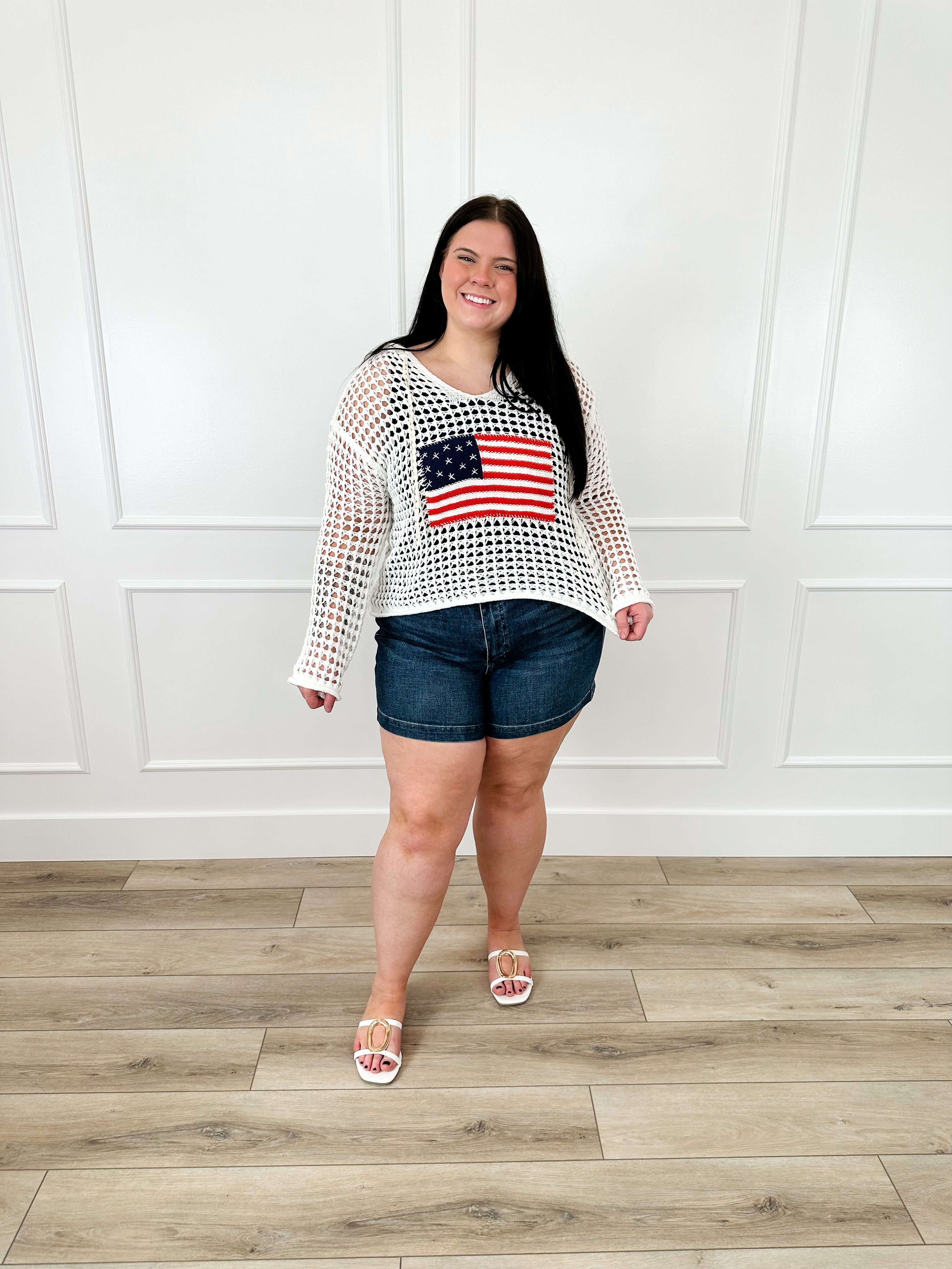 Judy Blue Tiffany Tummy Control Denim Shorts - Dark Wash (Double Button)