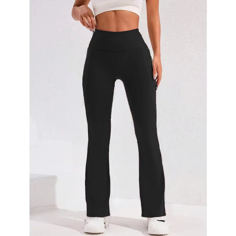 Flared Flattering Fashionable Squatproof Leggings with Pockets