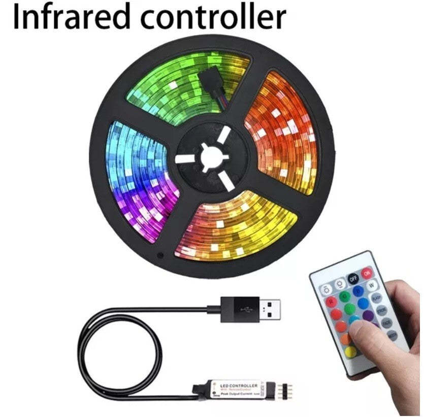 ✨ RGB LED Strip Lights – USB-driven 5050 LED-remsa med fjärrkontroll