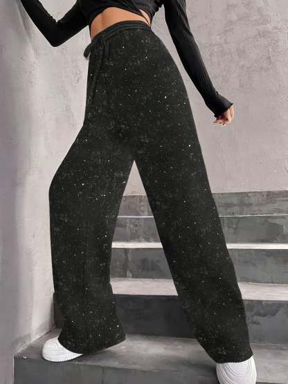 💖LAST DAY SALE 50% OFF🥰Women's Sequin Sparkle Wide Leg Pants with Elastic Waistband