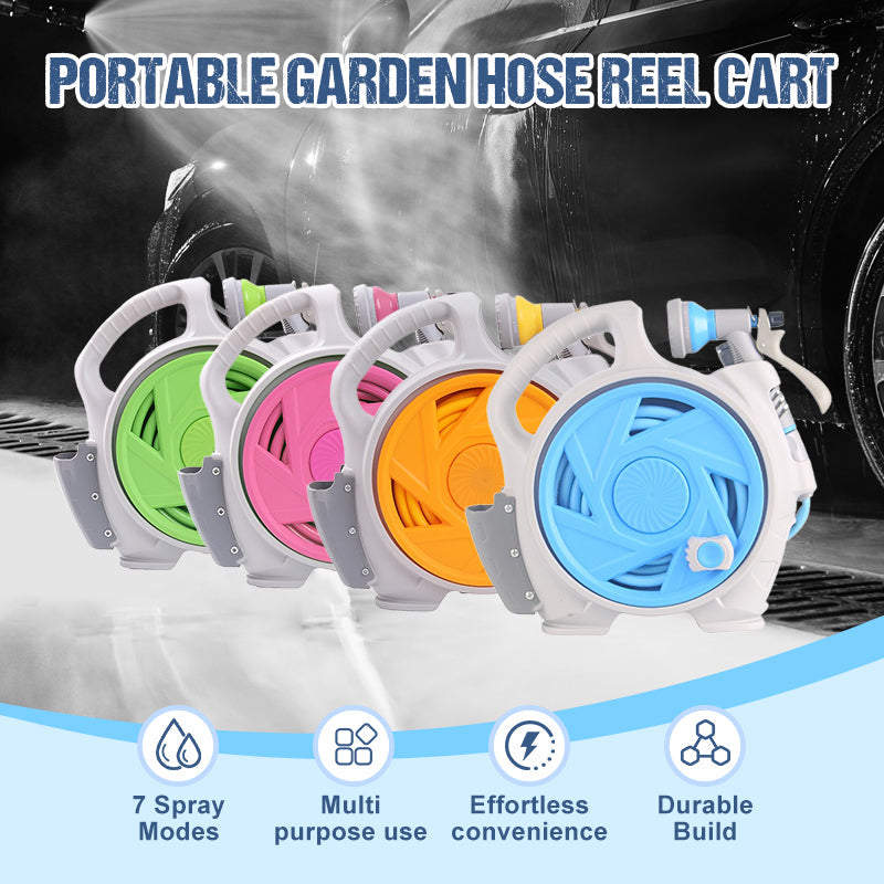 Bärbar Slangvagn med 7 Spraylägen – Smidig Bevattning för Trädgård och Uteplats