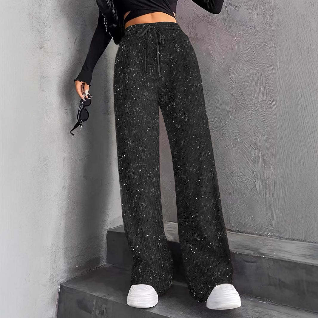 💖LAST DAY SALE 50% OFF🥰Women's Sequin Sparkle Wide Leg Pants with Elastic Waistband