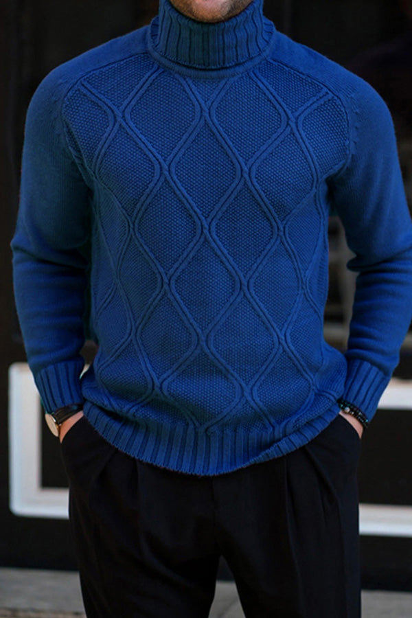 turtleneck solid color slim fit knitted pullover