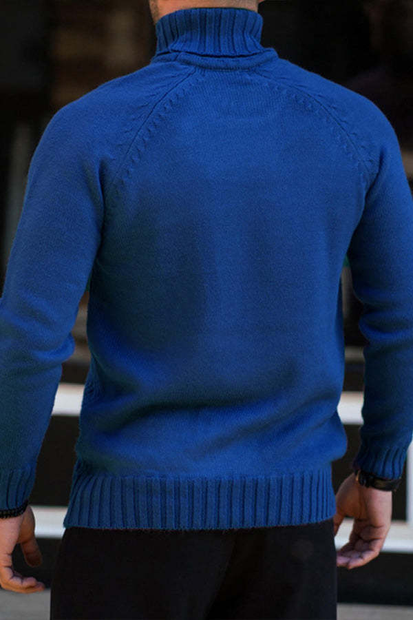 turtleneck solid color slim fit knitted pullover